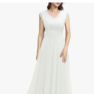 Long white lace formal dress